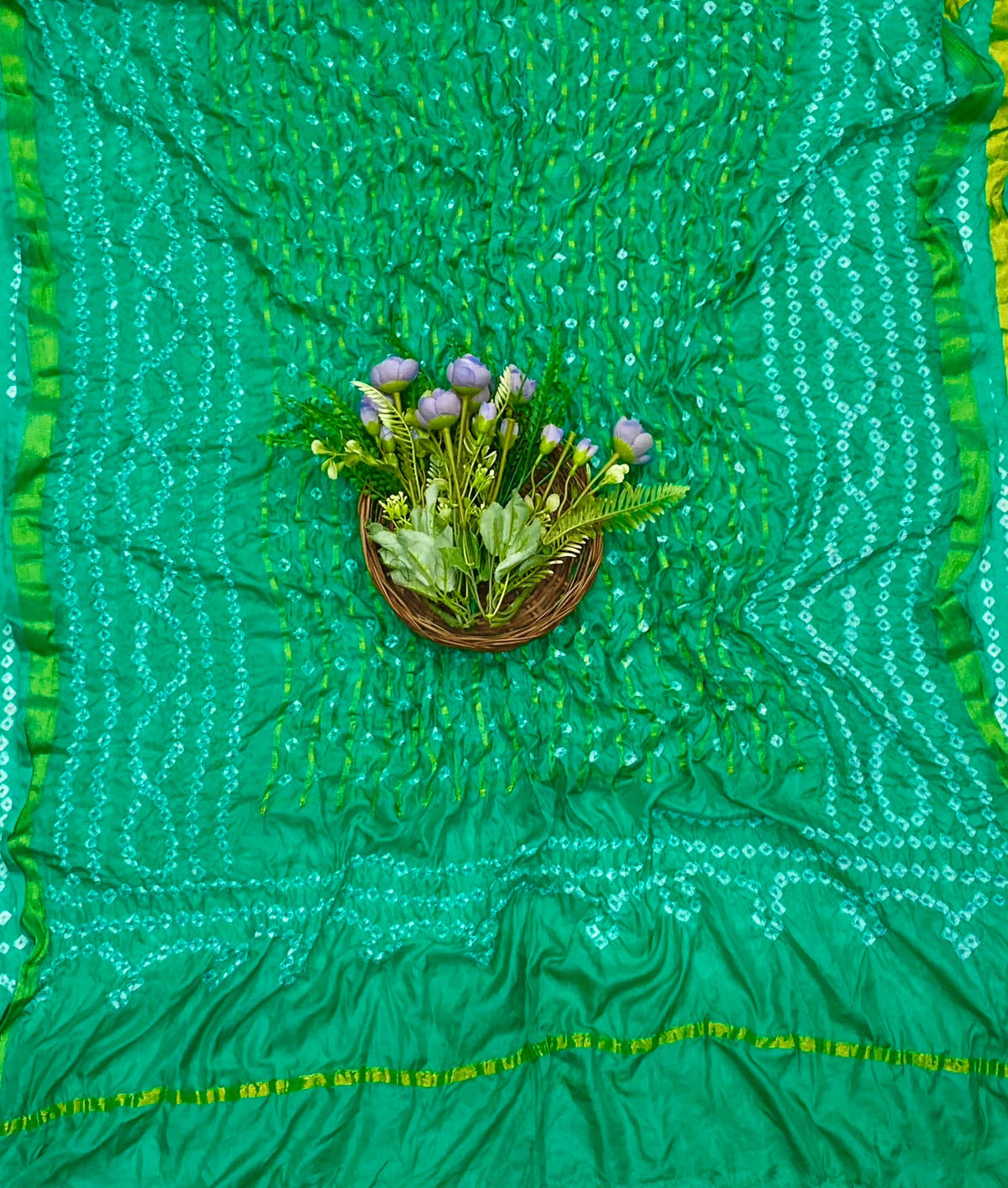 12D Tabby Silk Green Dupatta Fabric / CKC Dupatta Collection