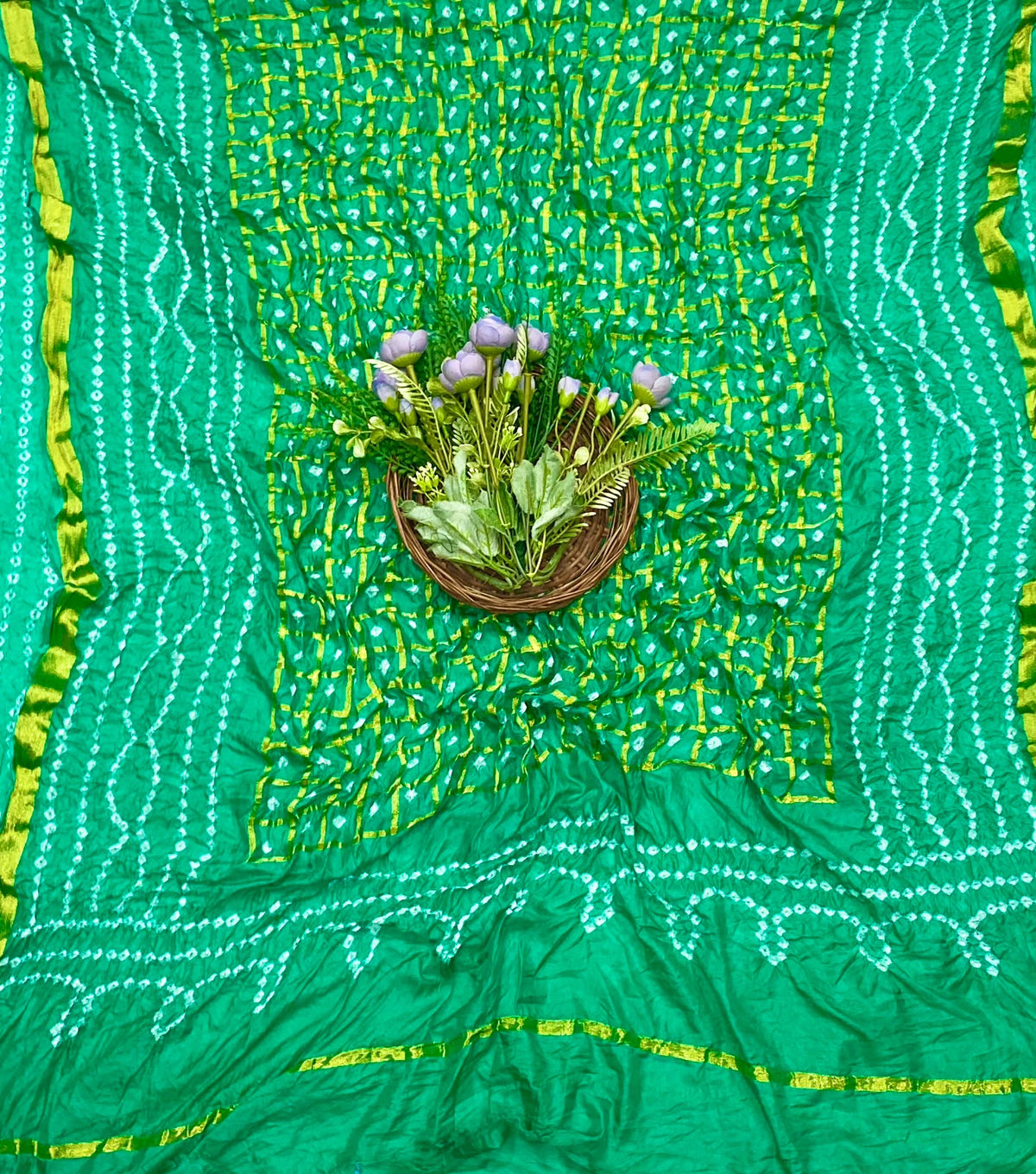 13D Tabby Silk Green Dupatta Fabric / CKC Dupatta Collection