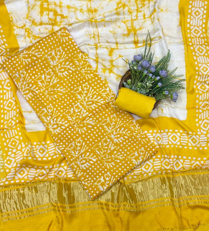 55D Modal Silk Yellow Suit Fabric / CKC Jaipuri Suits