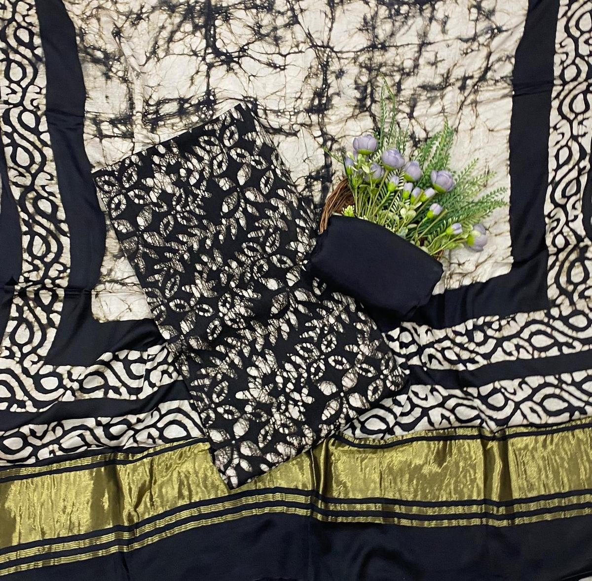 57D Modal Silk Black Suit Fabric / CKC Jaipuri Suits