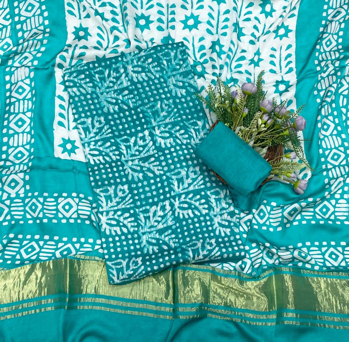 56D Modal Silk Sea Green Suit Fabric / CKC Jaipuri Suits