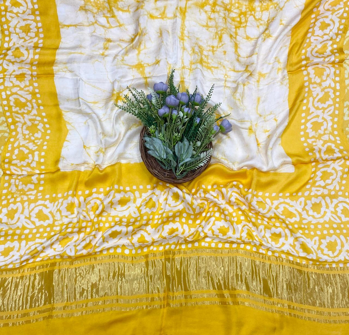 53D Modal Silk Yellow Suit Fabric / CKC Jaipuri Suits