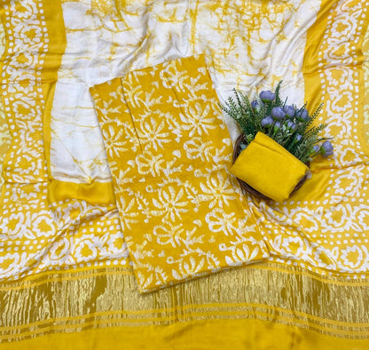 53D Modal Silk Yellow Suit Fabric / CKC Jaipuri Suits