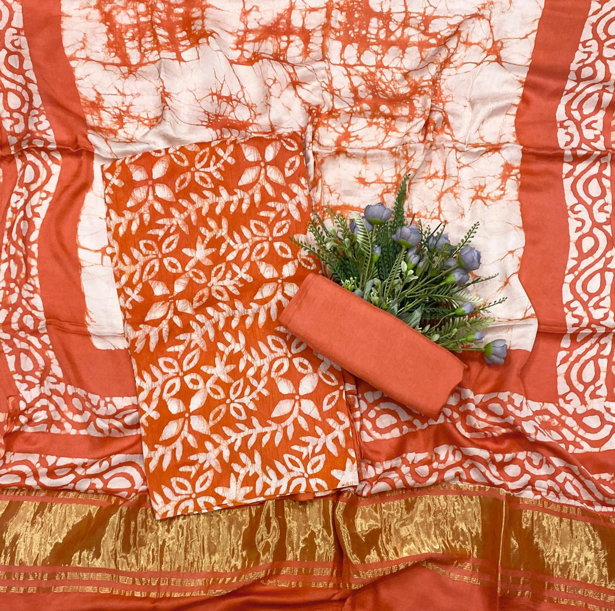 61D Modal Silk Orange Suit Fabric / CKC Jaipuri Suits