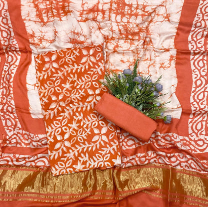 61D Modal Silk Orange Suit Fabric / CKC Jaipuri Suits