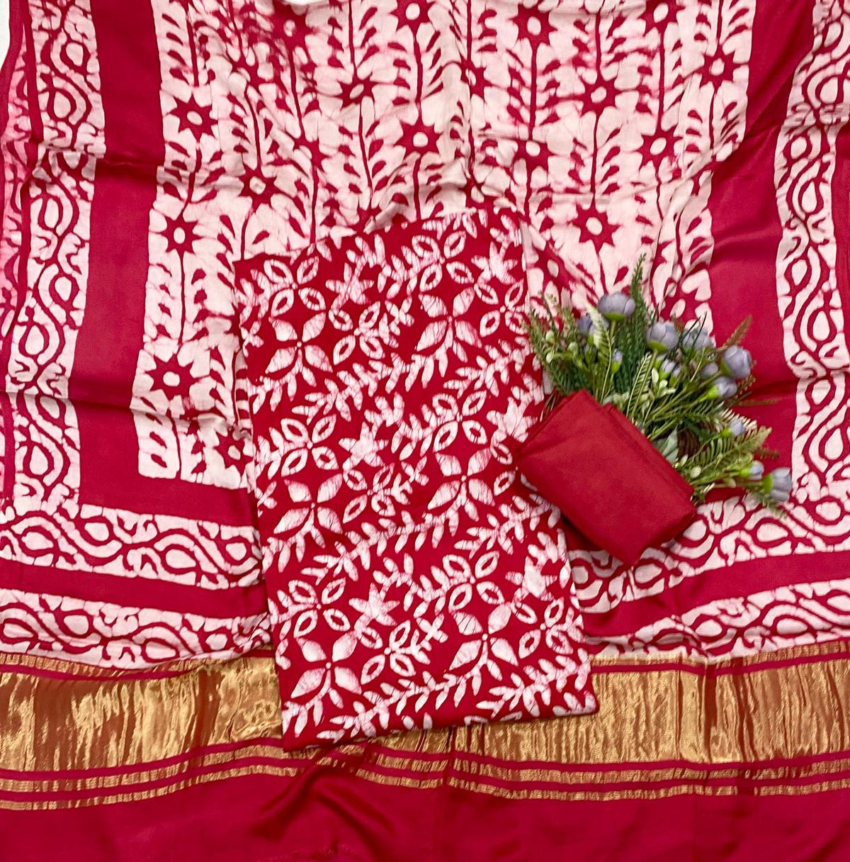 60D Modal Silk Dark Pink Suit Fabric / CKC Jaipuri Suits
