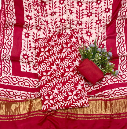 60D Modal Silk Dark Pink Suit Fabric / CKC Jaipuri Suits
