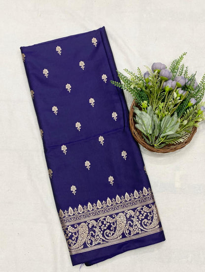 93D Banarasi Silk Navy Blue Suit Fabric / CKC Banarasi Edit
