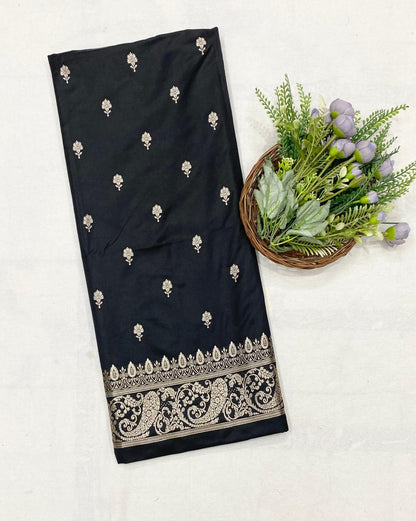 94D Banarasi Silk Black Suit Fabric / CKC Banarasi Edit