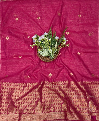 82D Jamdani Hot Pink Suit Fabric / CKC Jamdani Suits