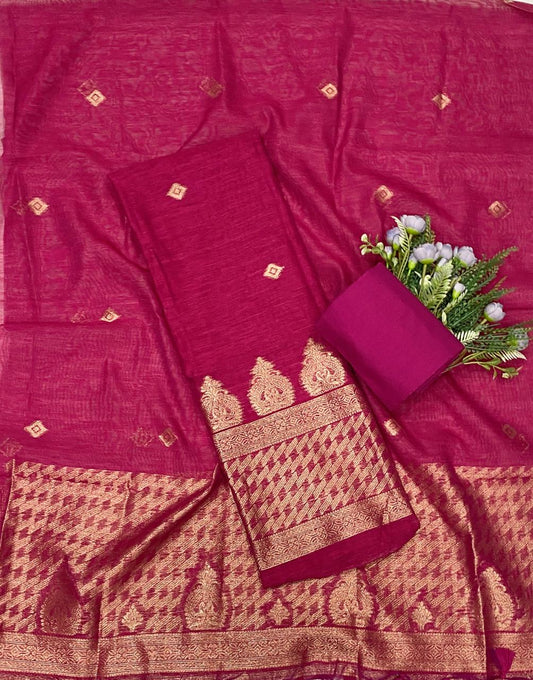 Jamdani Hot Pink Suit Fabric - Studio CKC