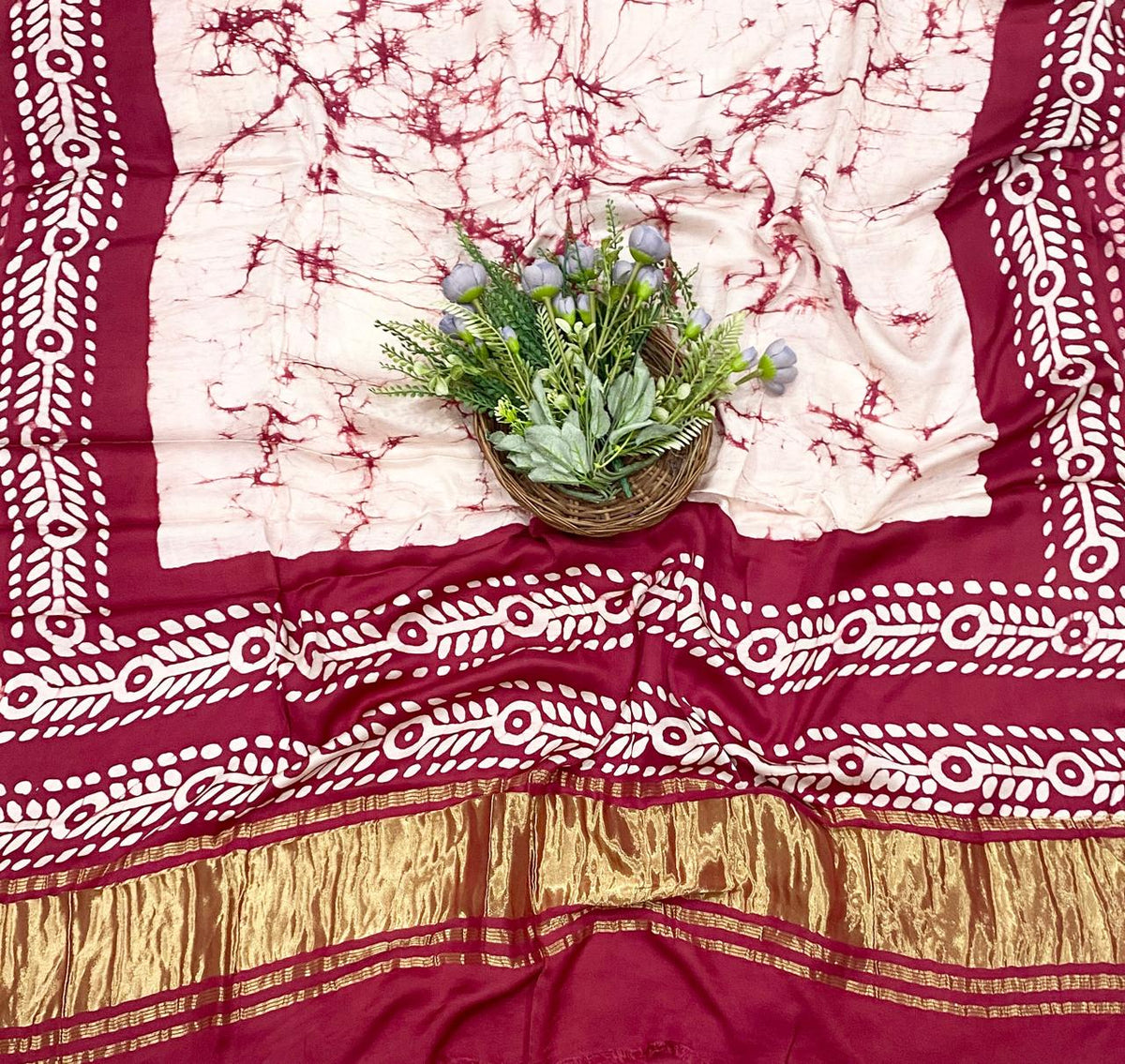50D Modal Silk Red Suit Fabric / CKC Jaipuri Suits