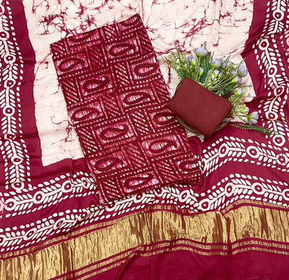 50D Modal Silk Red Suit Fabric / CKC Jaipuri Suits
