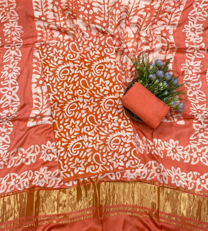 51D Modal Silk Orange Suit Fabric / CKC Jaipuri Suits