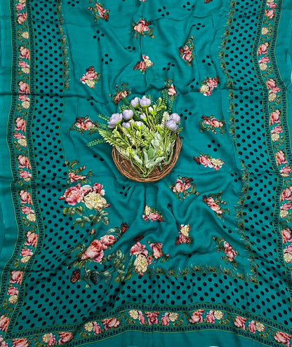 151D Crepe Polka Dark Sea Green Suit Fabric/ CKC Polka Story