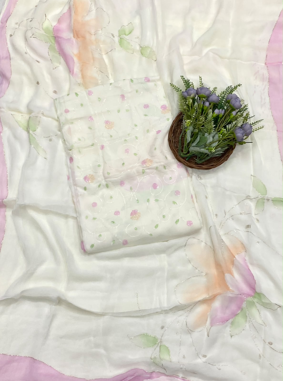 108D Georgette Off White Suit Fabric/ CKC Partywear Collection