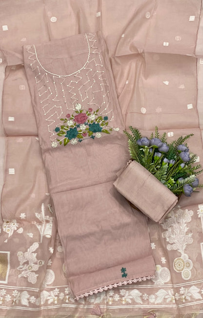136D Mul Cotton Dusty Pink Suit Fabric / CKC Mul Cotton