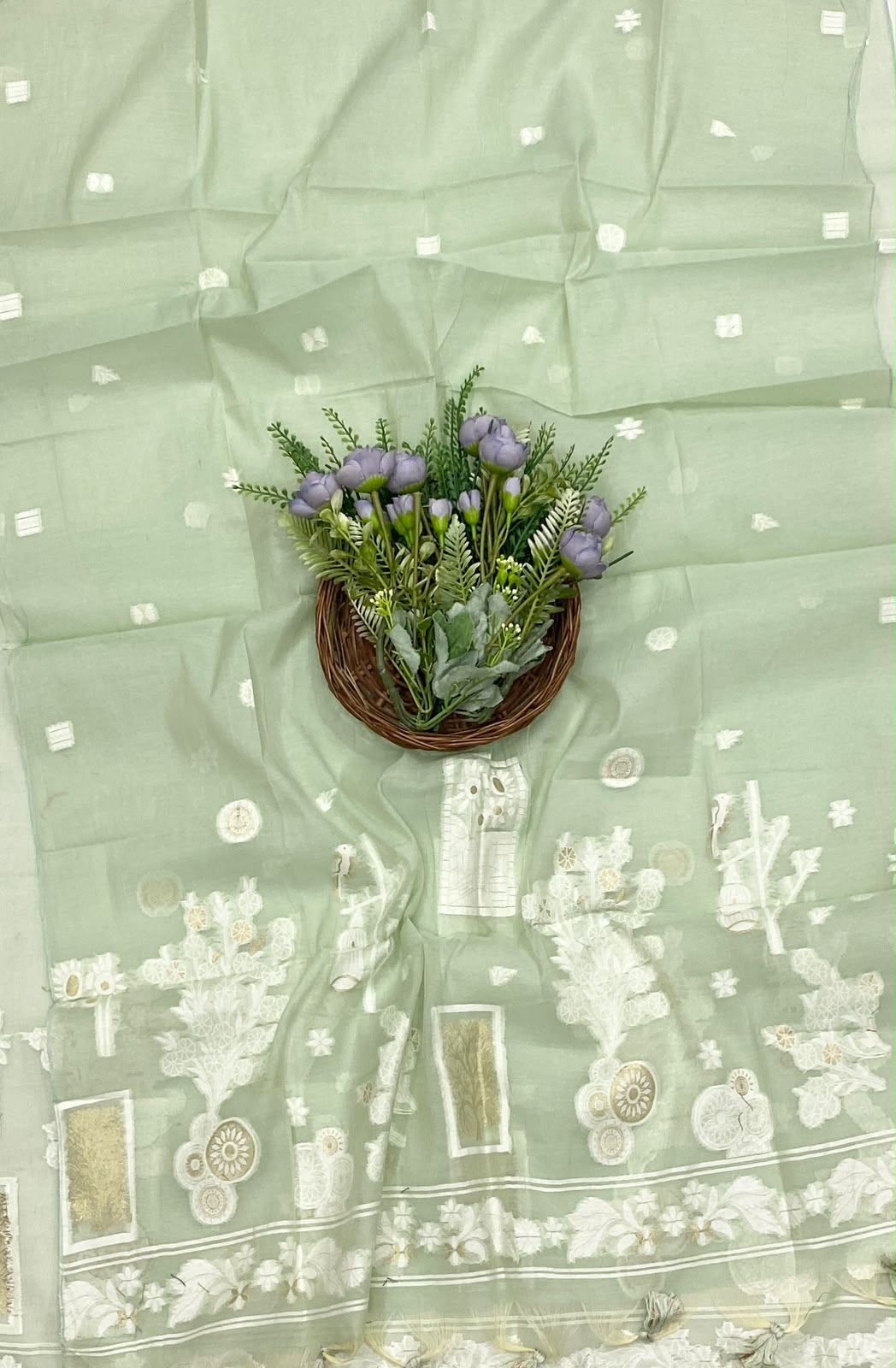 137D Mul Cotton Dusty Pista Green Suit Fabric / CKC Mul Cotton