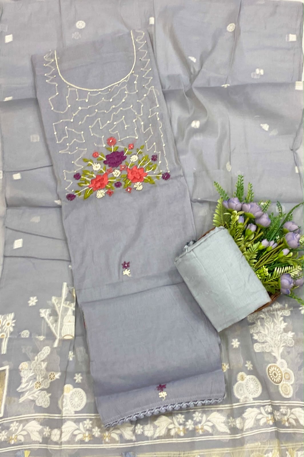 138D Mul Cotton Dusty Lilac Suit Fabric / CKC Mul Cotton