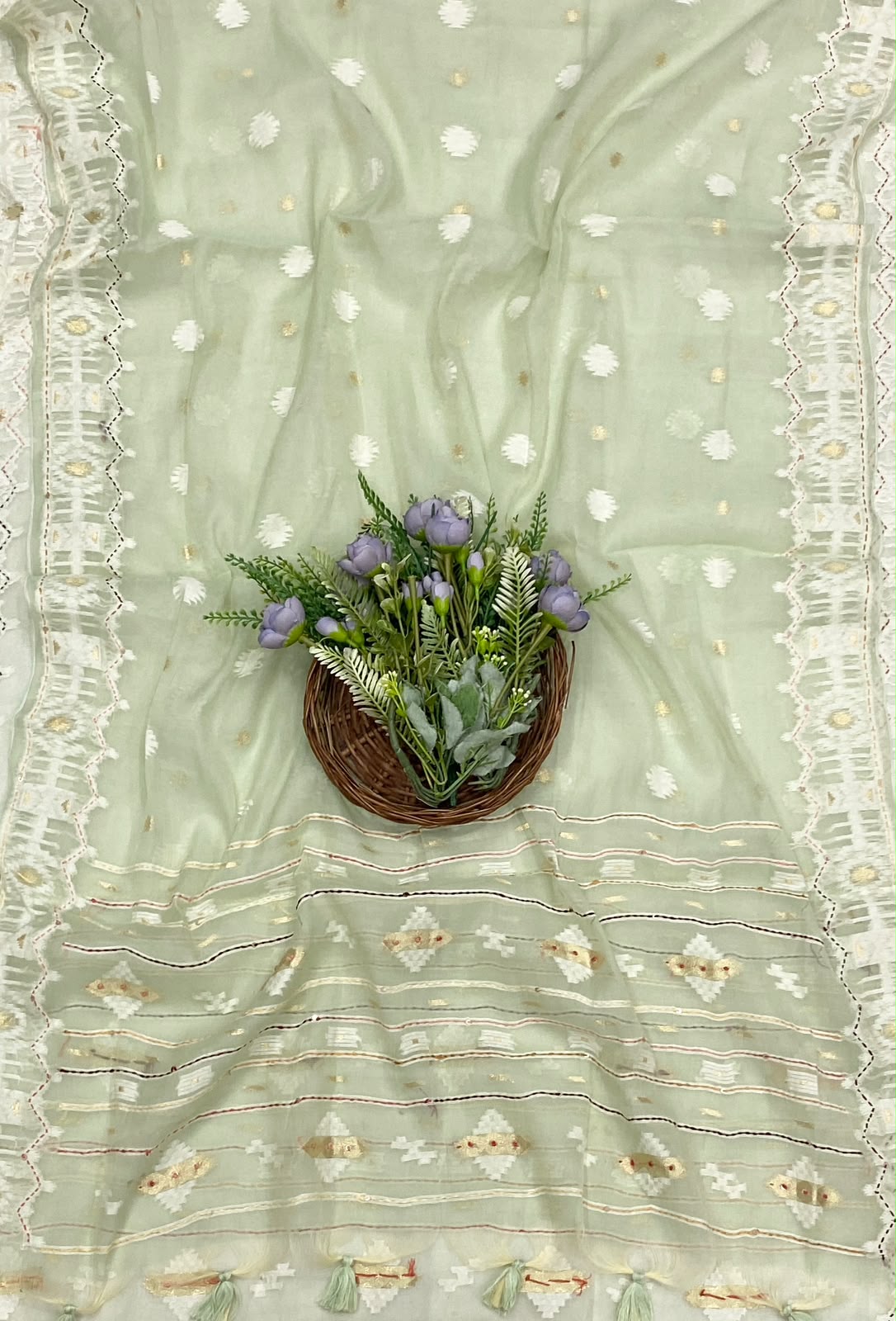 130D Mul Cotton Dusty Green Suit Fabric / CKC Mul Cotton