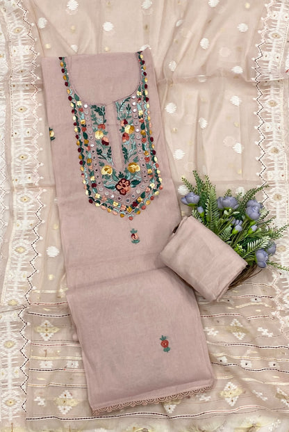 129D Mul Cotton Dusty Pink Suit Fabric / CKC Mul Cotton