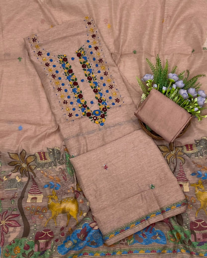 152D Mul Chanderi Dusty Pink Suit Fabric/ CKC Mul Cotton