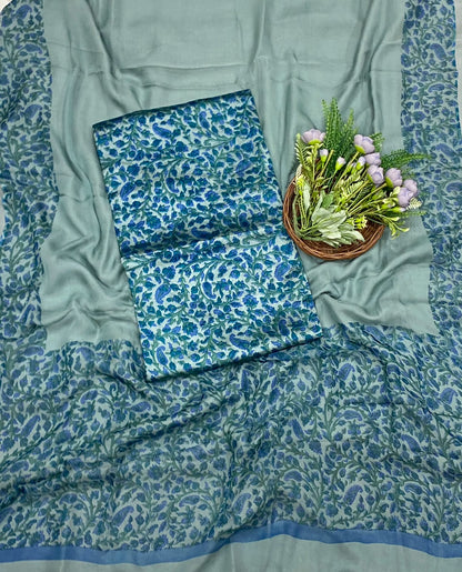 156D Dupion Silk Blue Suit Fabric / CKC Banarasi Edit