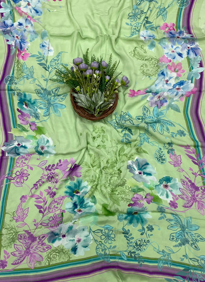 45D Chinon Green Suit Fabric / CKC Phoolon Ka Ghar