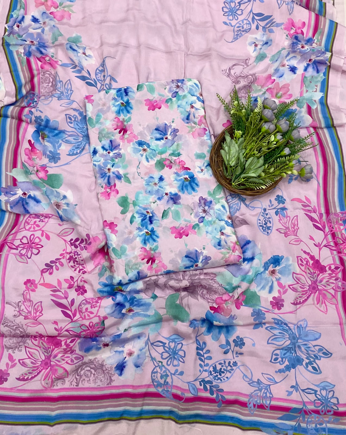 43D Chinon Light Pink Suit Fabric / CKC Phoolon Ka Ghar