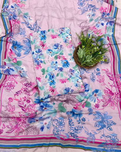 43D Chinon Light Pink Suit Fabric / CKC Phoolon Ka Ghar
