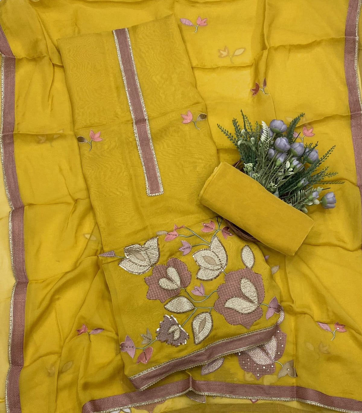 65D Organza Yellow Suit Fabric/ CKC Partywear Collection