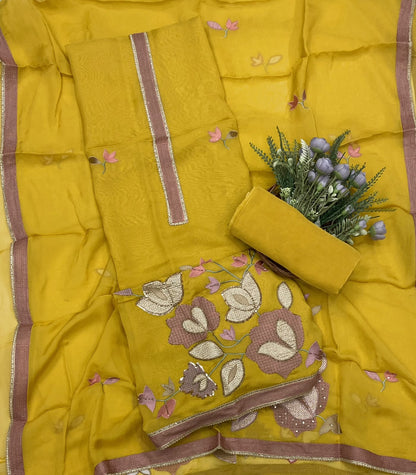 65D Organza Yellow Suit Fabric/ CKC Partywear Collection