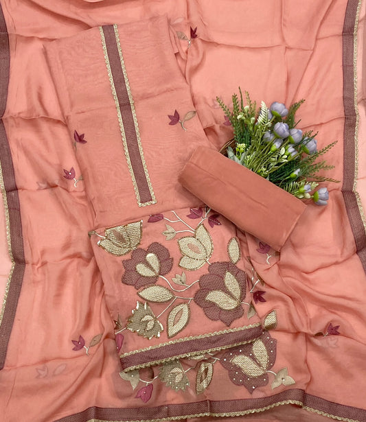 Organza Peach Suit Fabric - Studio CKC