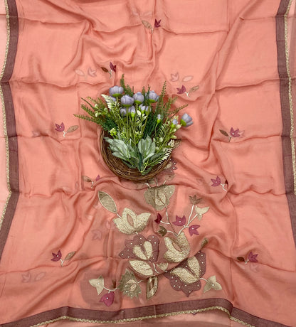 62D Organza Peach Suit Fabric/ CKC Partywear Collection