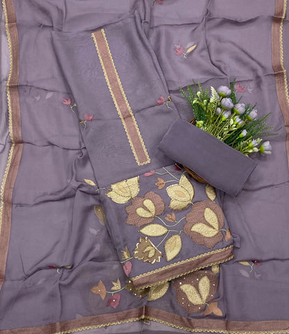 63D Organza Mauve Suit Fabric/ CKC Partywear Collection