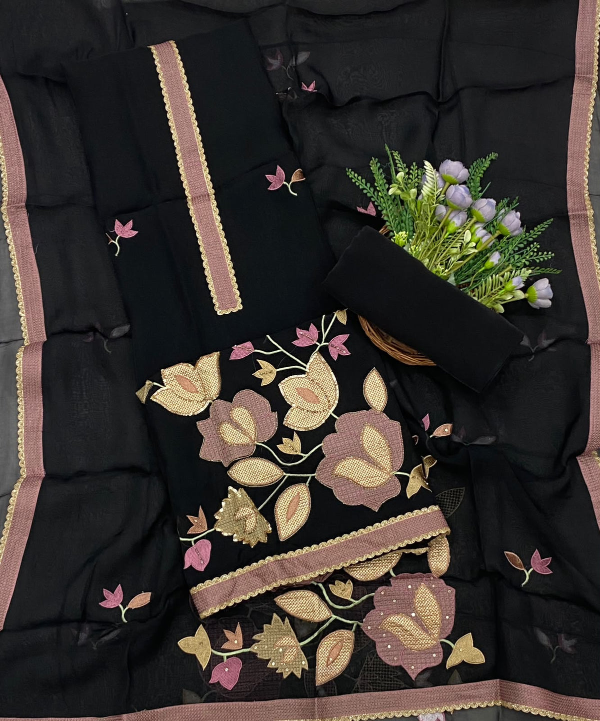 66D Organza Black Suit Fabric/ CKC Partywear Collection