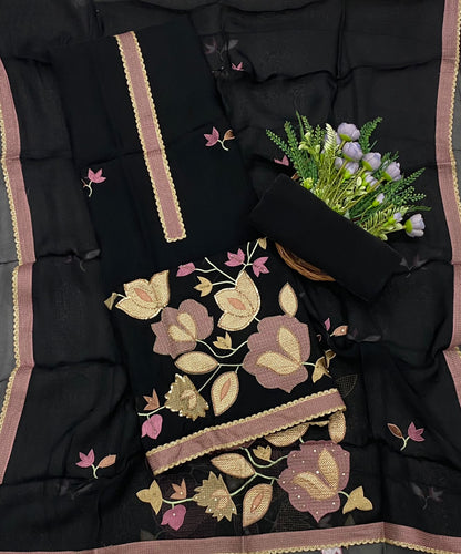 66D Organza Black Suit Fabric/ CKC Partywear Collection
