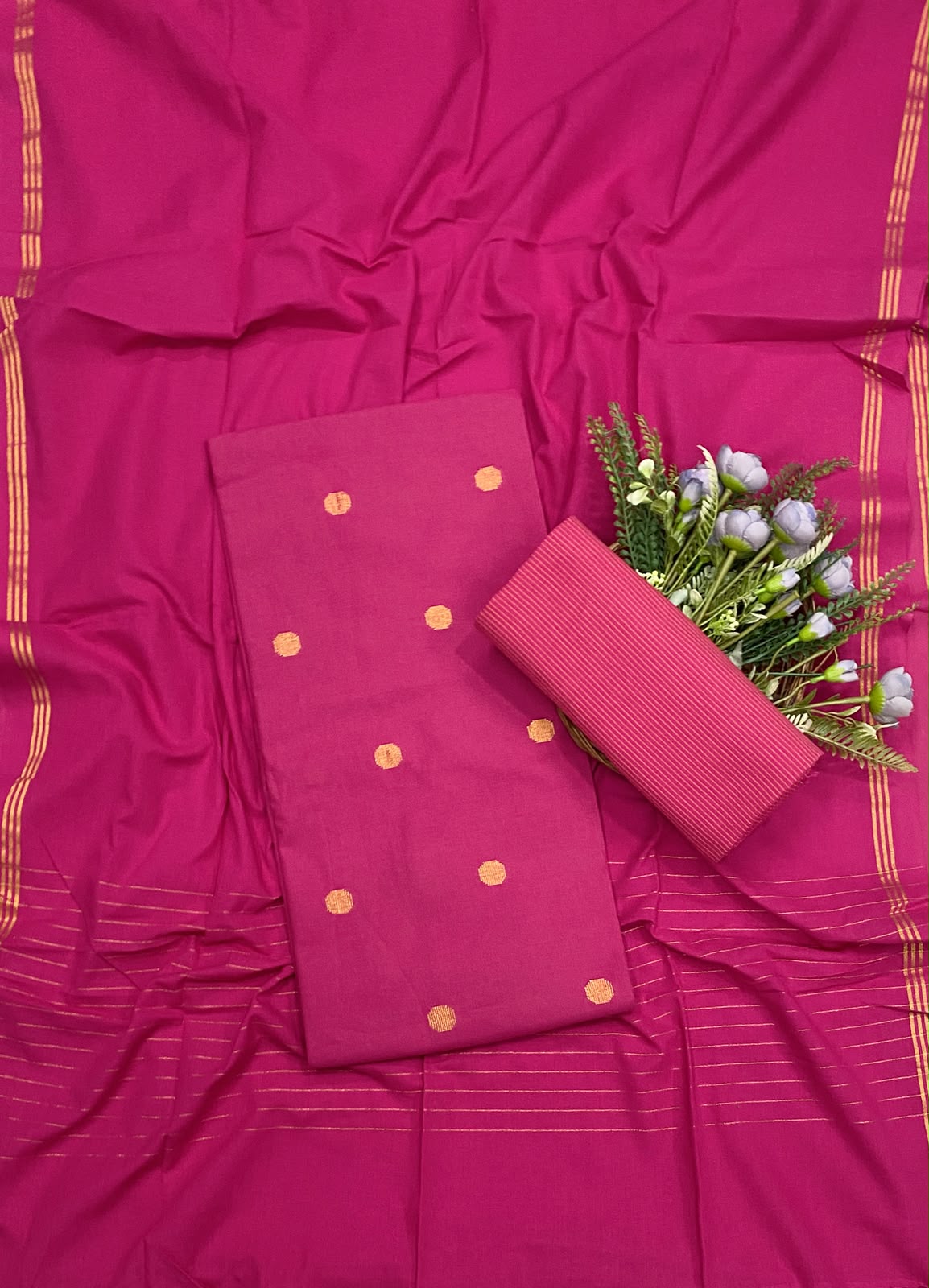 126D Cotton Dark Pink suit Fabric / CKC Cotton Bazaar