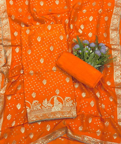 175D Dola Silk Orange Suit Fabric / CKC Partywear Collection