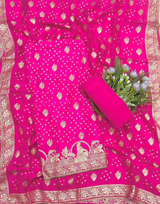 Dola Silk Magenta Suit Fabric - Studio CKC