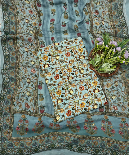 169D Crepe Ice Blue Suit Fabric / CKC Crepe Suits