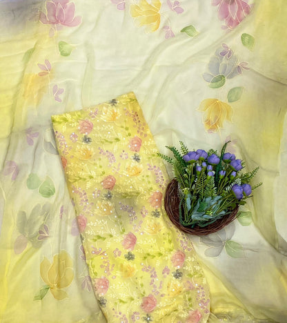 165D Georgette Lemon Suit Fabric/ CKC Partywear Collection