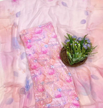 166D Georgette Pink Suit Fabric/ CKC Partywear Collection