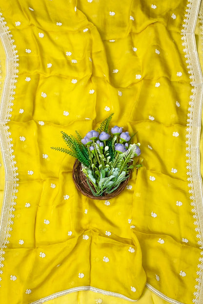191D Pure Twill Organza Off White With Yellow Suit Fabric/ CKC Partywear Collection