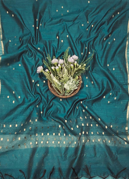 75D Jamdani Peacock Blue Suit Fabric / CKC Jamdani Suits