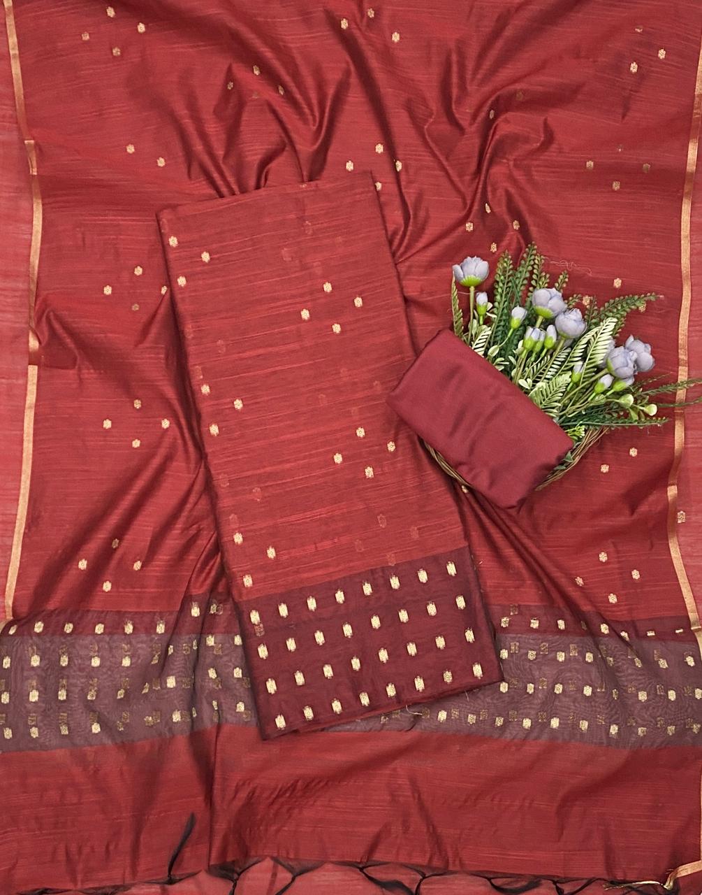 73D Jamdani Mustard Suit Fabric / CKC Jamdani Suits