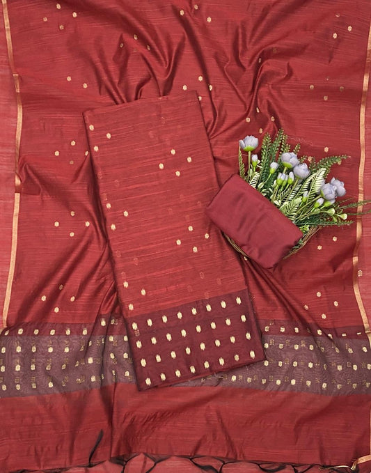 Jamdani Mustard Suit Fabric - Studio CKC