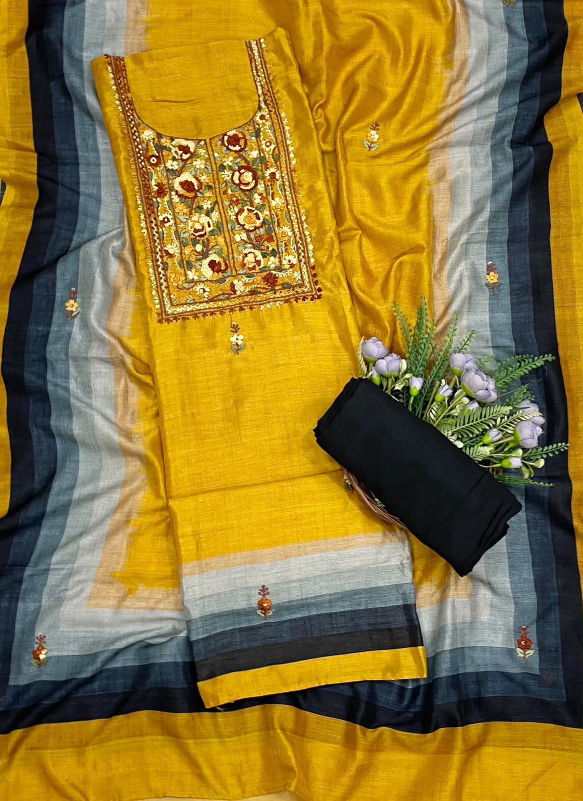 Tassar Silk Yellow Suit Fabric - Studio CKC