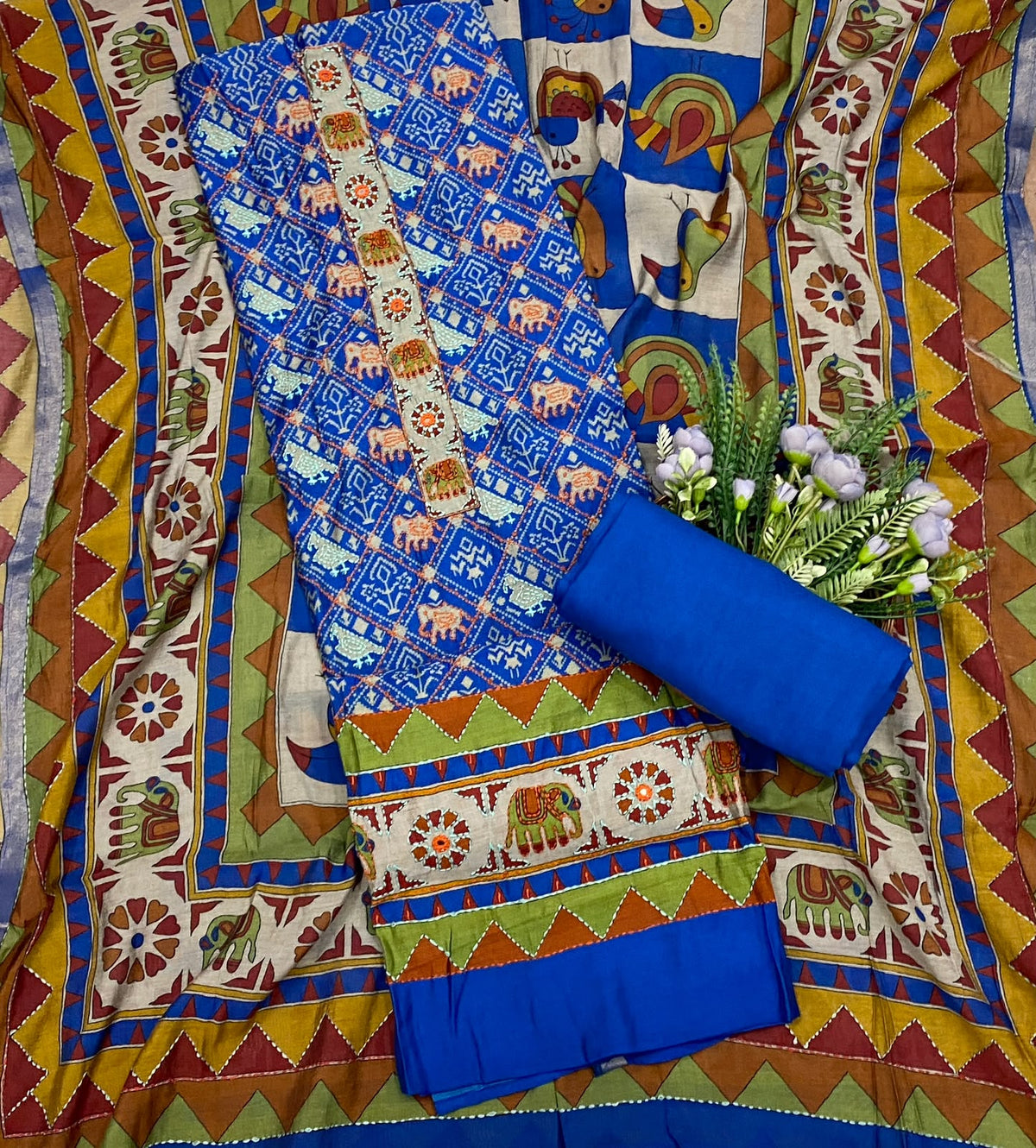 202D Maheshwari Blue Suit Fabric / CKC Maheshwari Suits