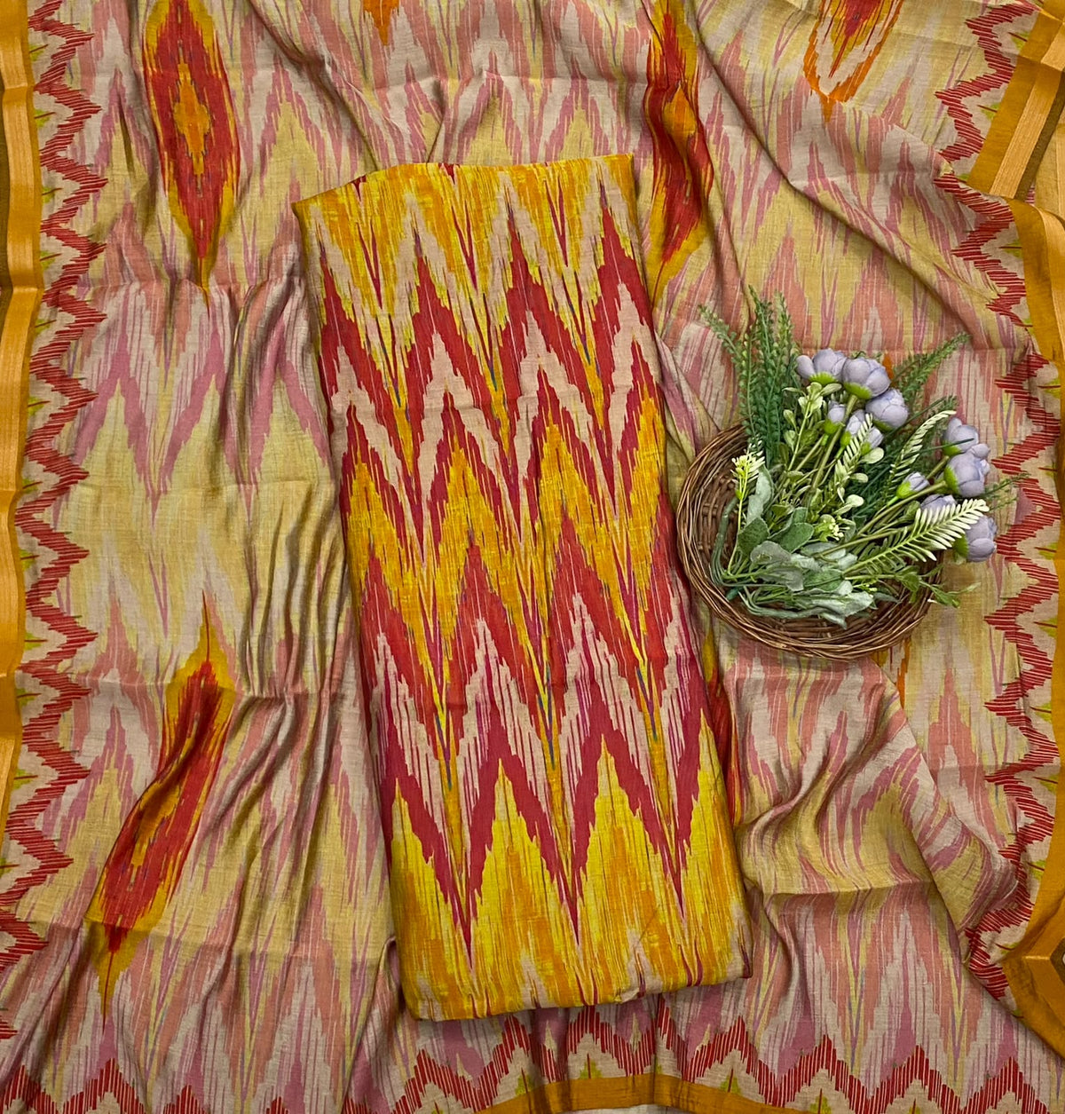 217D Maheshwari Yellow Suit Fabric / CKC Maheshwari Suits
